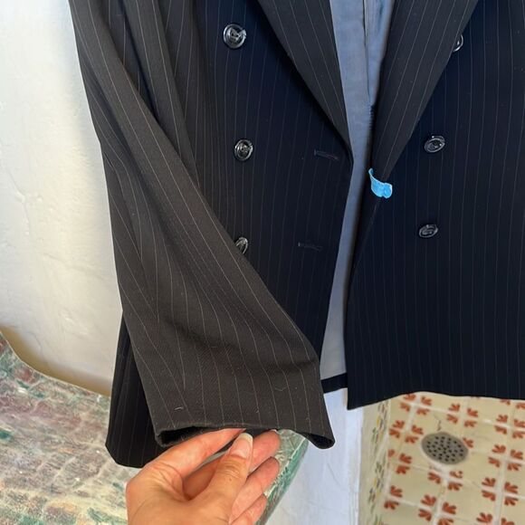 Double Breasted Blazer Tahari Womens size 6 Classic Oversized Blazer Coat Stripe - Picture 4 of 6
